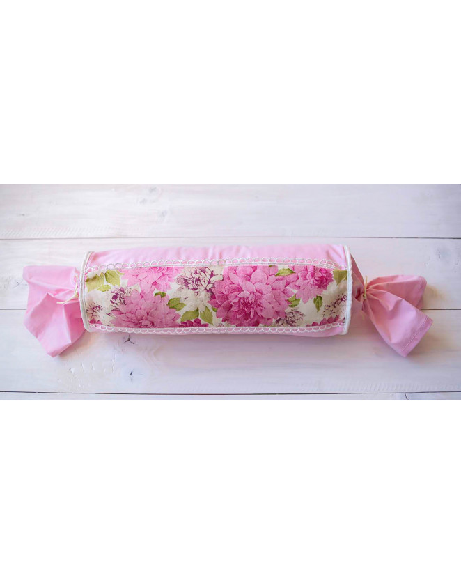 Bavlnená obliečka -  valec s ružovými kvetmi 77 cm